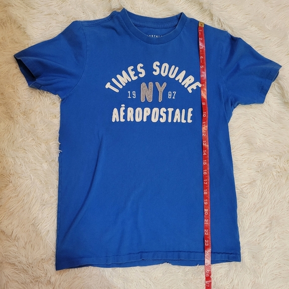 Aeropostale Distressed Vintage Men Blue Times Square T Shirt Size Small - Picture 4 of 6